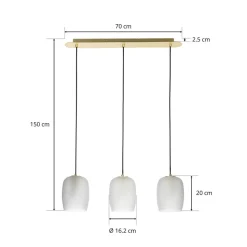 Lucande Taylan hengelampe 3 lyskilder langstrakt