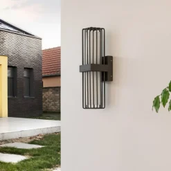 Lucande utendørs vegglampe Chandan, 41,9 cm, antrasitt, aluminium