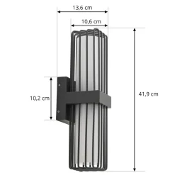 Lucande utendørs vegglampe Chandan, 41,9 cm, antrasitt, aluminium