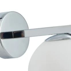 Lucande vegglampe Bidolo, kromfarget, glass, Ø 12 cm, IP44