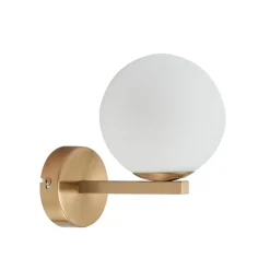 Lucande vegglampe Bidolo, messingfarget, glass, 12 cm, IP44