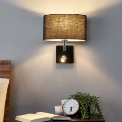 Lucande vegglampe Karla, svart, 30 cm, LED-leselampe, E27