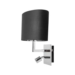 Lucande vegglampe Karla, svart, 30 cm, LED-leselampe, E27