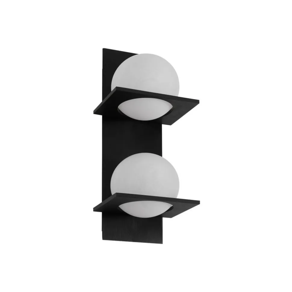 Lucande vegglampe Kulka, 2 lyskilder, svart, glass, G9