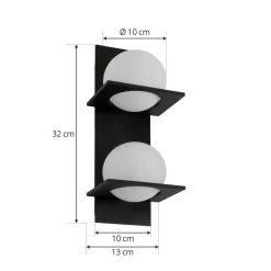 Lucande vegglampe Kulka, 2 lyskilder, svart, glass, G9