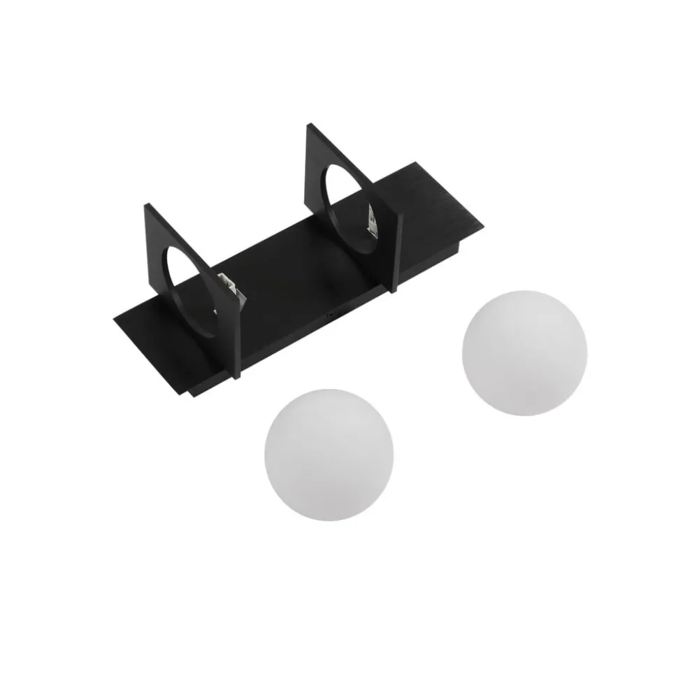 Lucande vegglampe Kulka, 2 lyskilder, svart, glass, G9