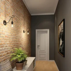 Lucande vegglampe Ropina, svart, hampetau, høyde 25 cm