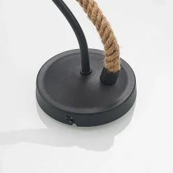 Lucande vegglampe Ropina, svart, hampetau, høyde 25 cm