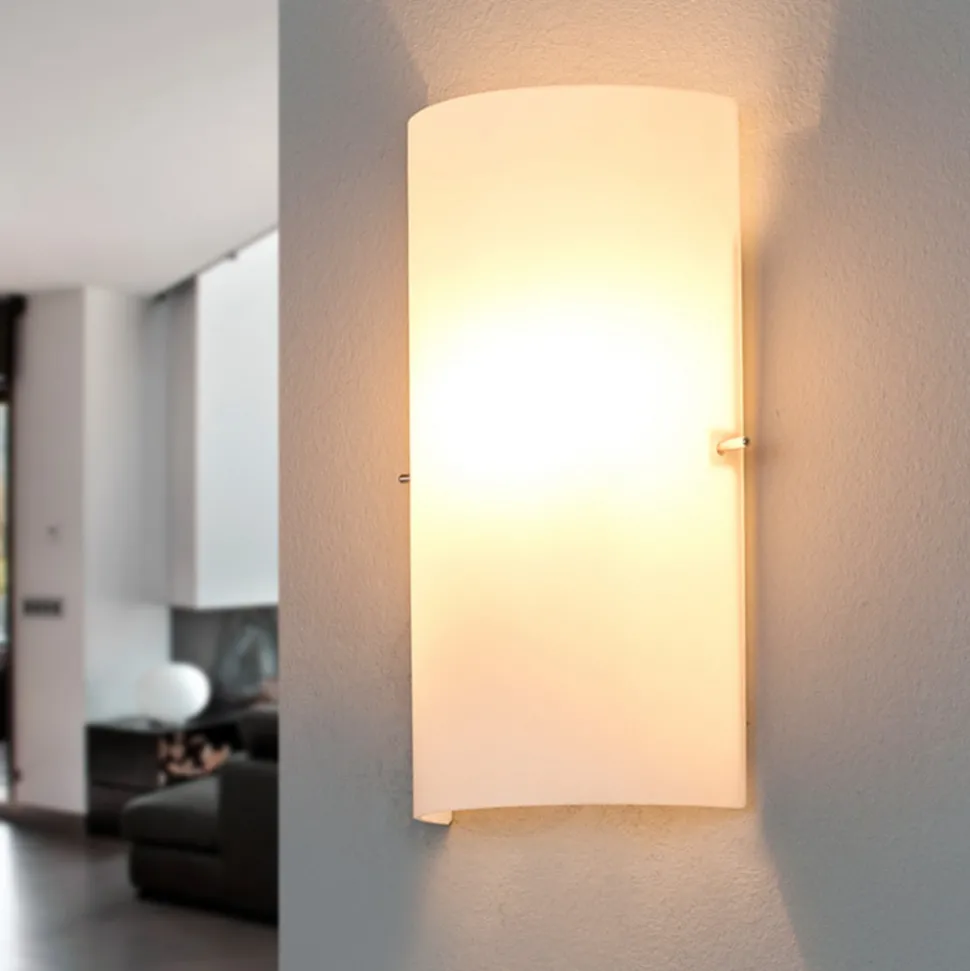 Lucande vegglampe Sidra, høyde 28 cm, glass, halvsirkelformet