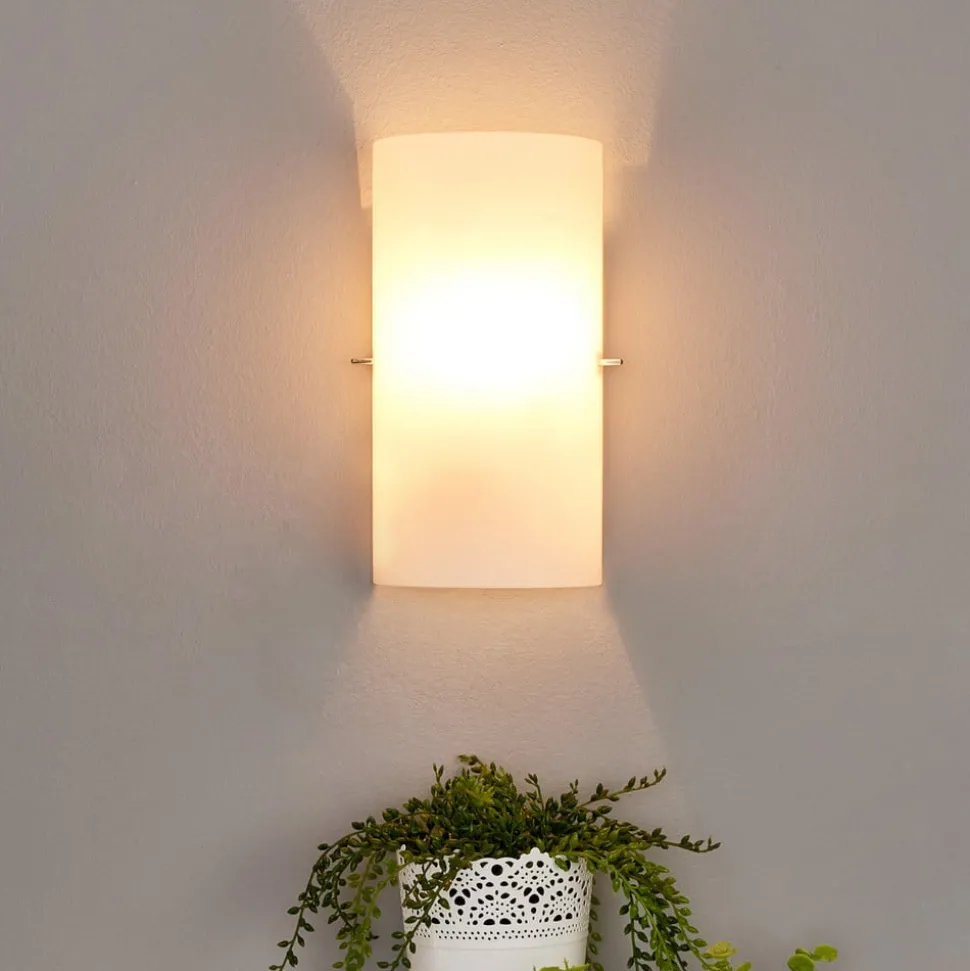 Lucande vegglampe Sidra, høyde 28 cm, glass, halvsirkelformet