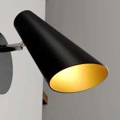 Lucande vegglampe Wibke, høyde 24 cm, svart, gull, metall