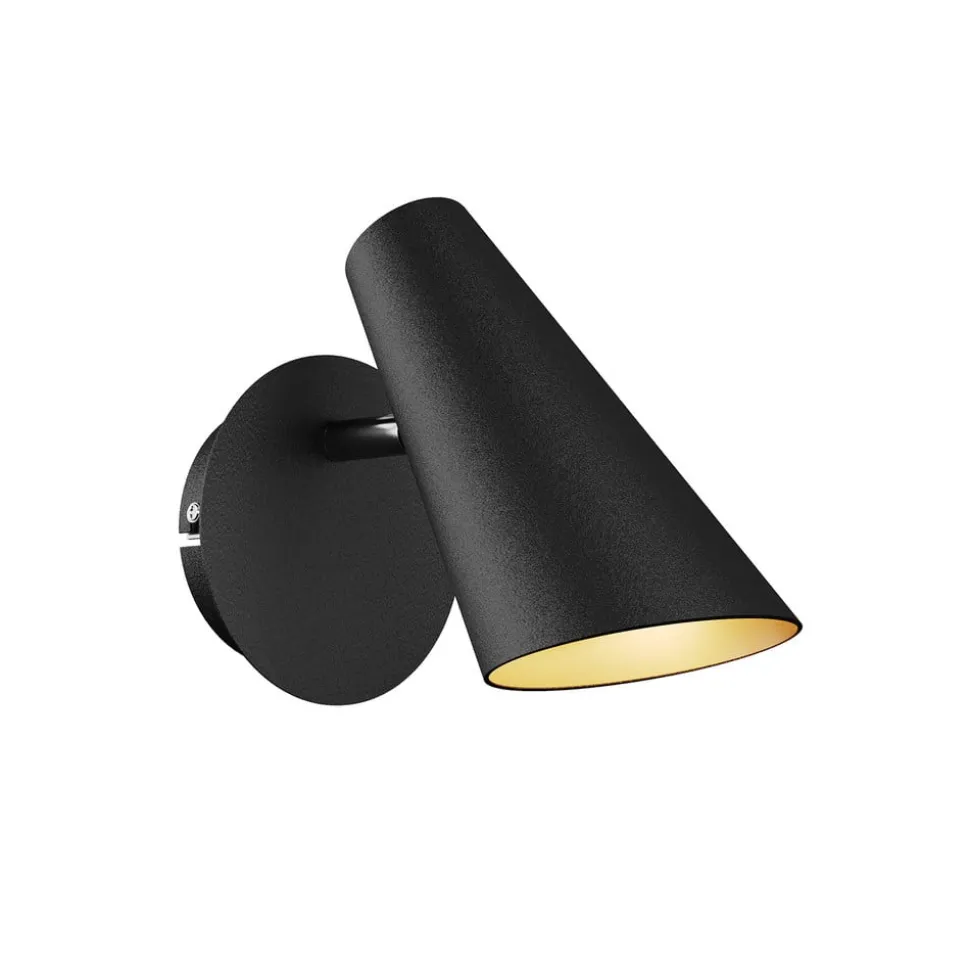 Lucande vegglampe Wibke, høyde 24 cm, svart, gull, metall