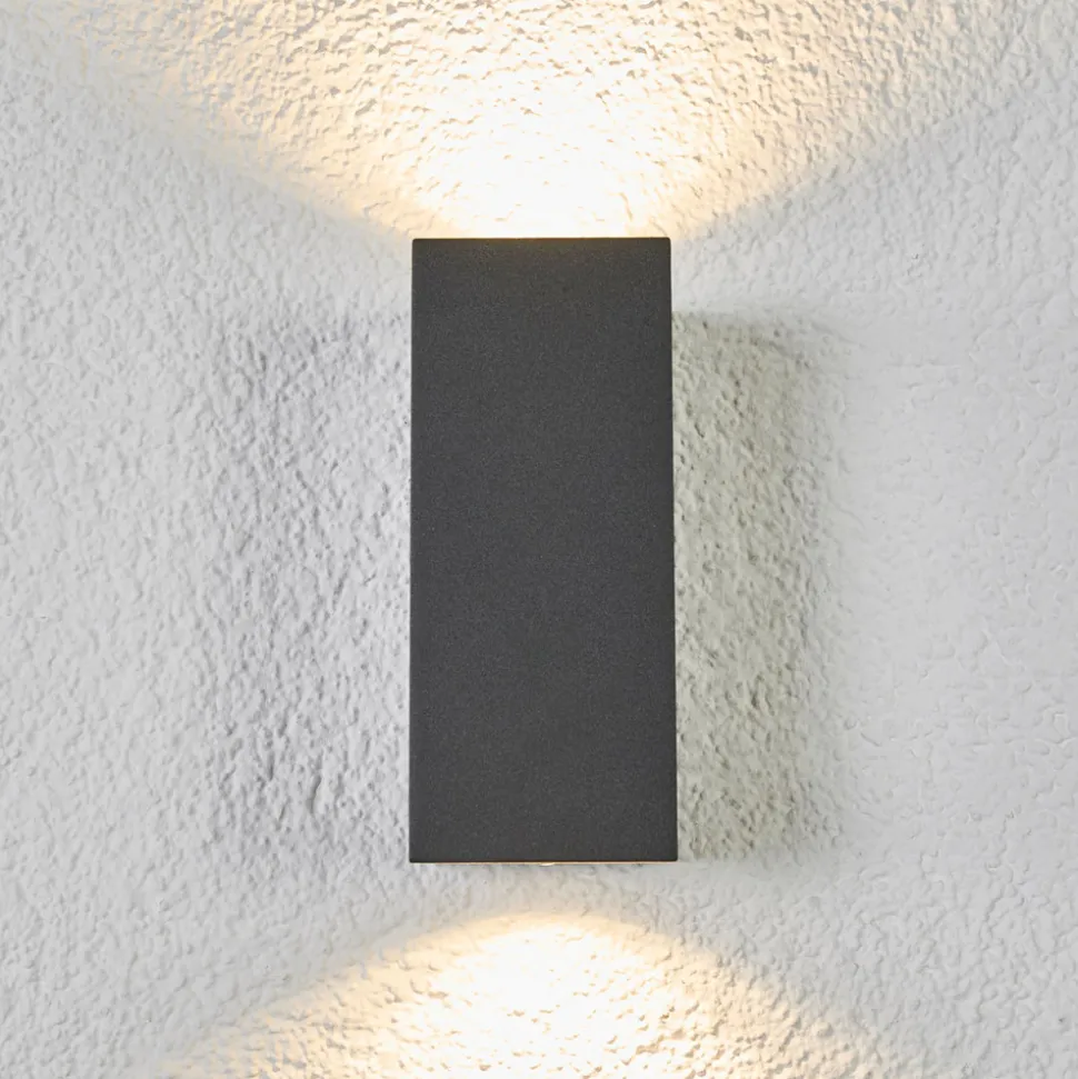 Lucande vegglampe Xava, opp/ned, antrasitt, 2 lyskilder, GU10