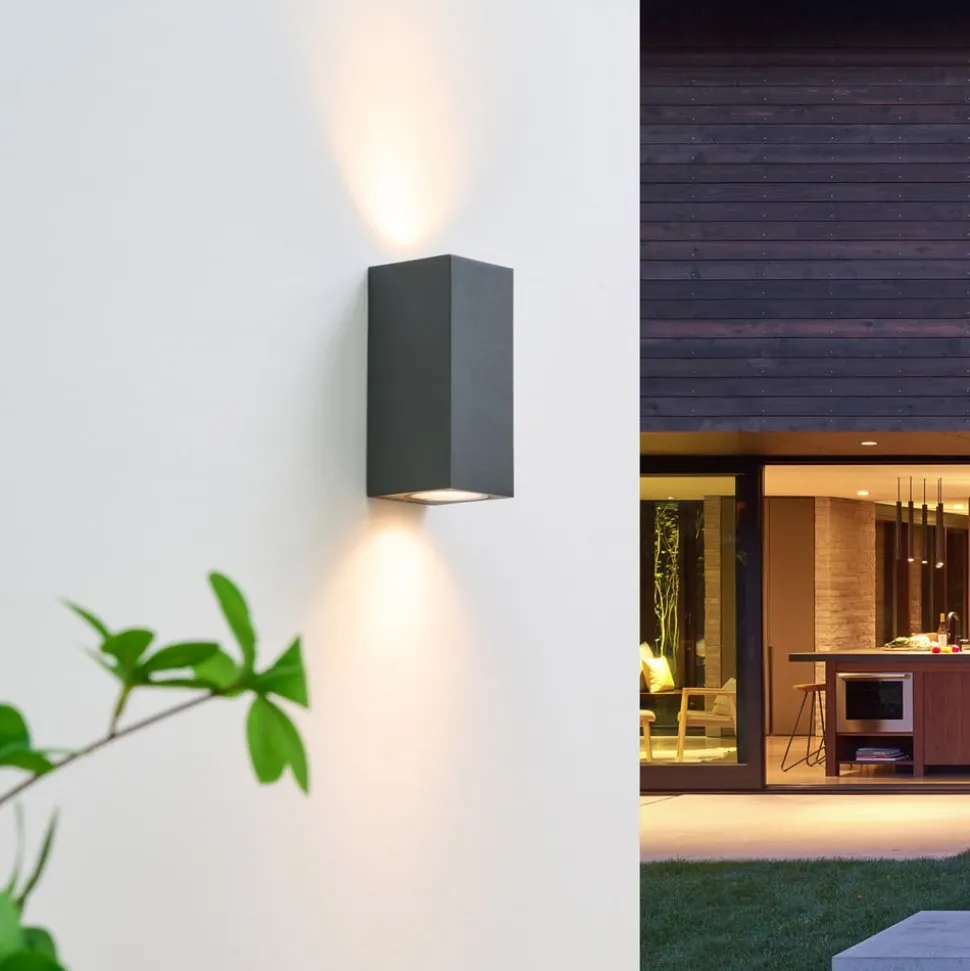 Lucande veggspot Lavina, 17 cm, antrasitt, GU10, 2 lyskilder.