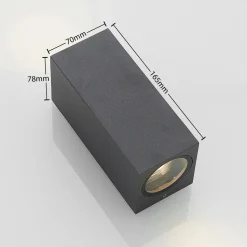 Lucande veggspot Lavina, 17 cm, antrasitt, GU10, 2 lyskilder.