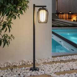 Lucande veilampe Chandan, 100 cm, svart, aluminium