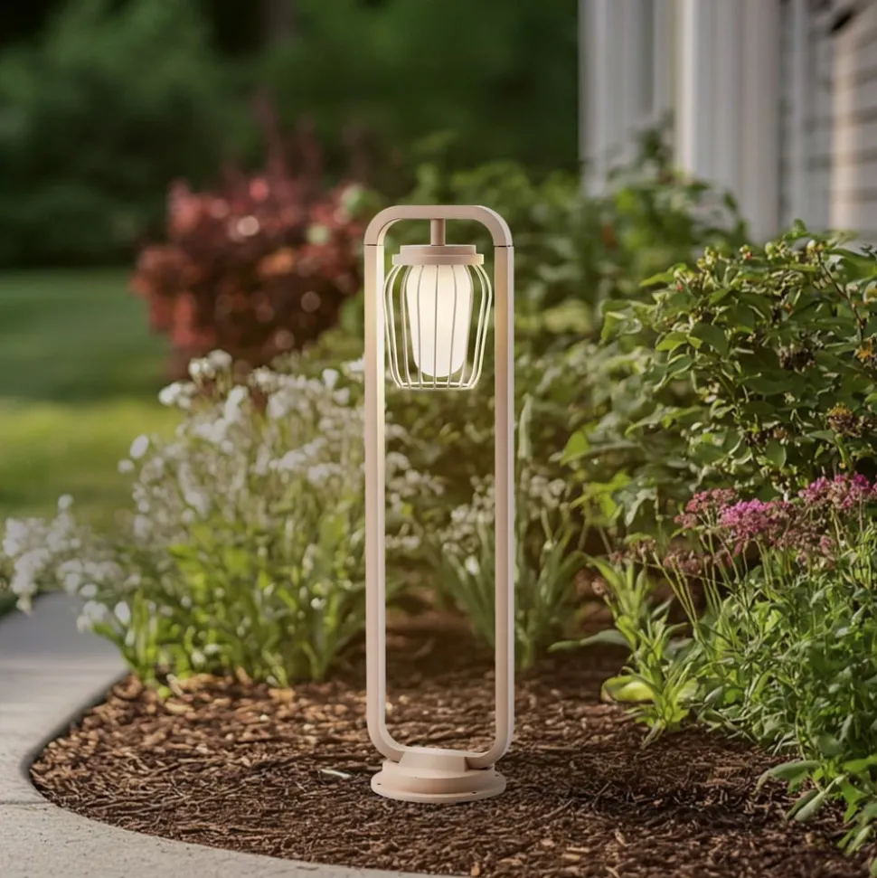 Lucande veilampe Chandan, 90 cm, beige, metall, IP54