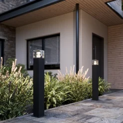 Lucande veilampe Keke, høyde 70 cm, antrasitt, aluminium