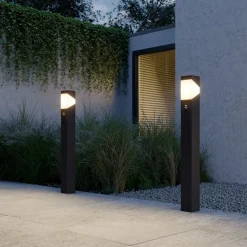 Lucande veilampe Kiran, 100 cm, sensor, grå, IP44, E27