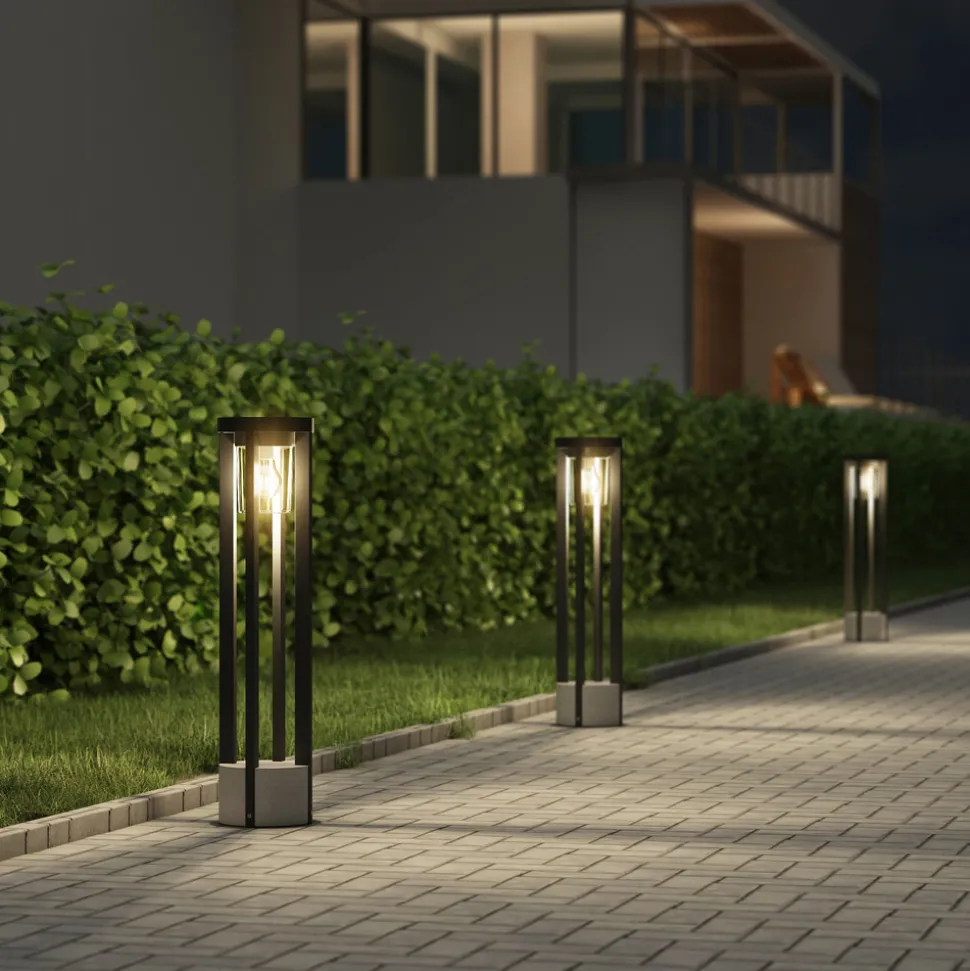 Lucande veilampe Overa, grå, metall, 68 cm, IP44, E27