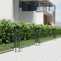 Lucande veilampe Overa, grå, metall, 68 cm, IP44, E27