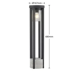 Lucande veilampe Overa, grå, metall, 68 cm, IP44, E27