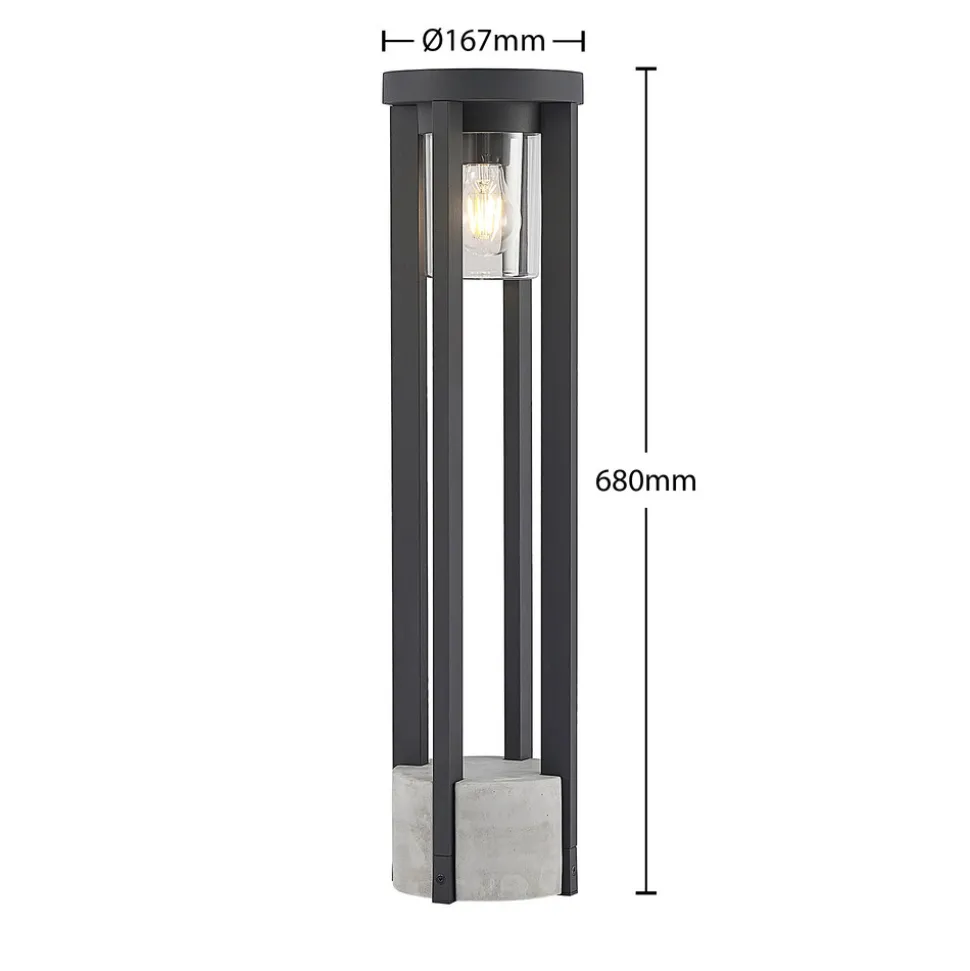 Lucande veilampe Overa, grå, metall, 68 cm, IP44, E27