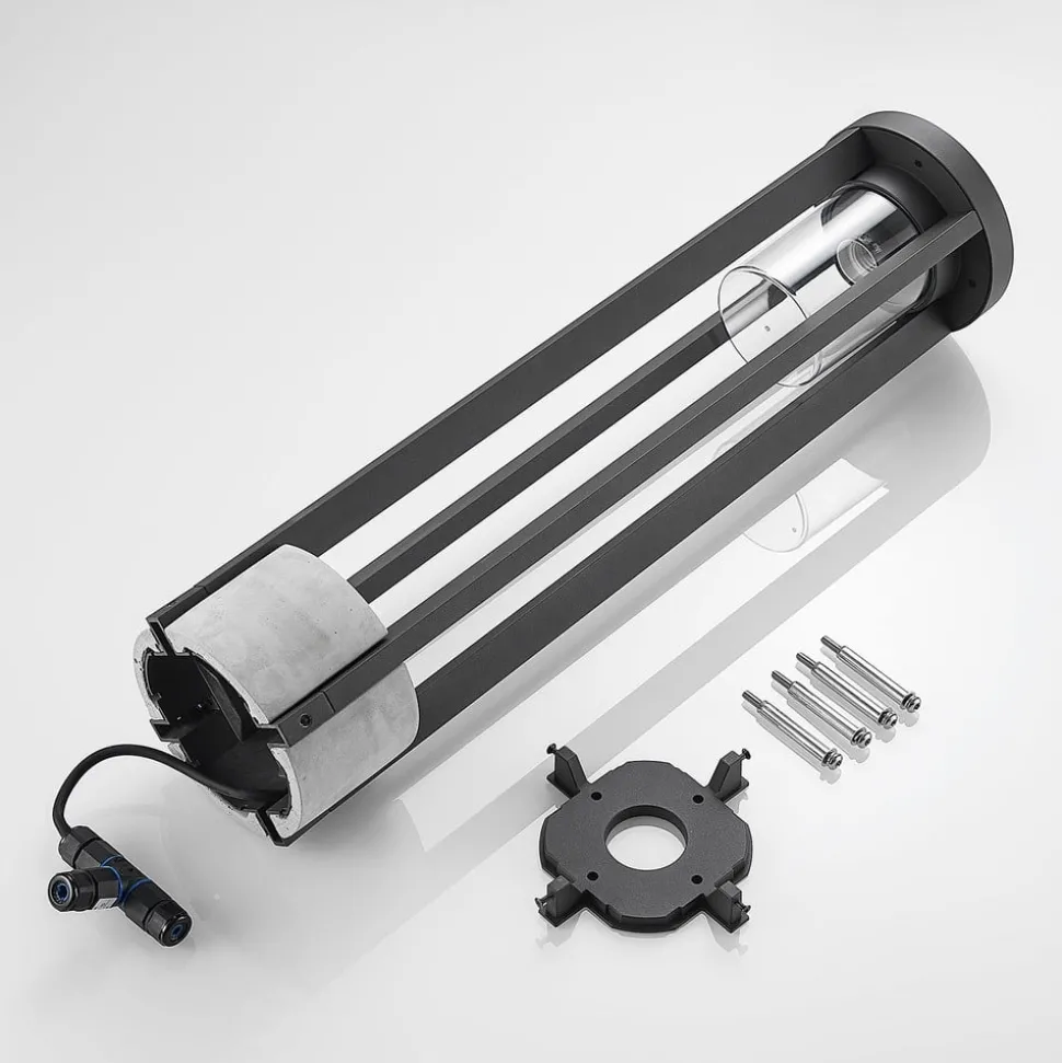 Lucande veilampe Overa, grå, metall, 68 cm, IP44, E27