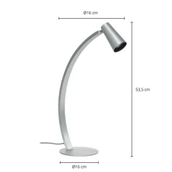 Lucande Velanoris bordlampe, børstet aluminium