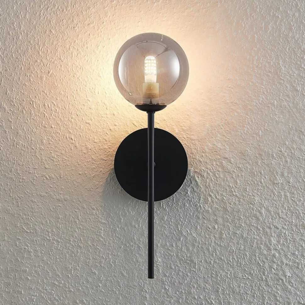 Lucande Wynona vegglampe, 1 lyskilde, svart