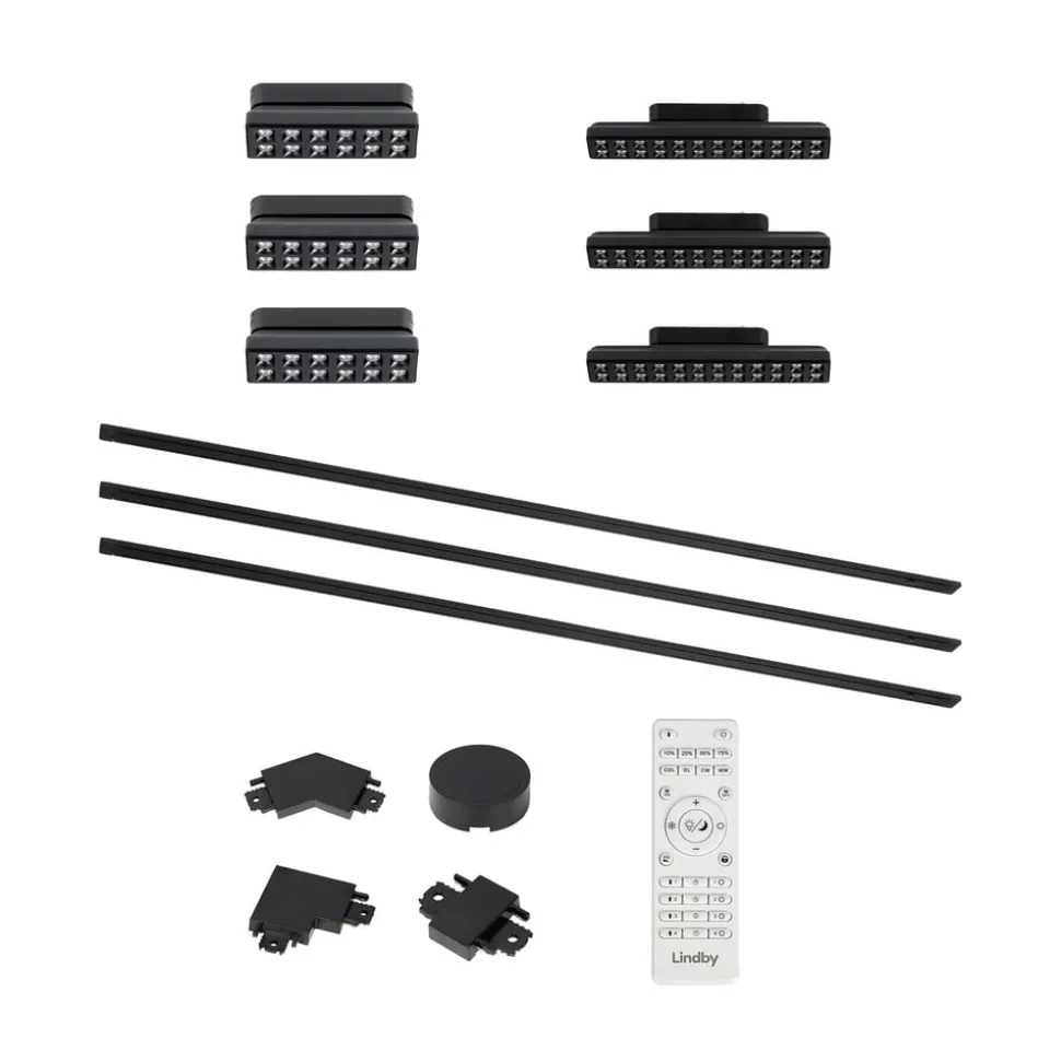 Lumaro skinnesystem, sporveksler, 6 lyskilder, svart, 48V, dimbar