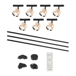 Lumaro skinnesystem, spot, 7 lyskilder, gull, Ø8cm,48V,dimbar