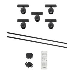 Lumaro skinnesystem, spot,5 lyskilder,svart,Ø6cm,48V,dimbar