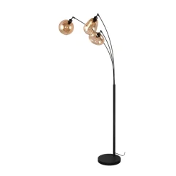 Lumina gulvlampe, 3-lys, svart/amber, glass