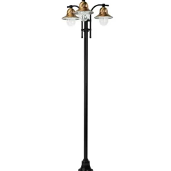 3-lys stolpelampe Toscane, svart