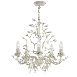 Lysekrone Almandite, fem lys, krem-gull