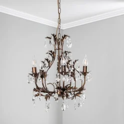 Lysekrone Botte i metall med 5 lyskilder, bronse