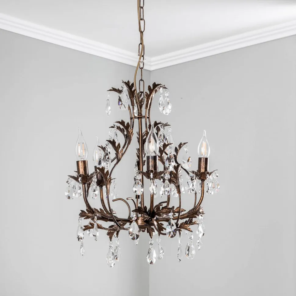 Lysekrone Botte i metall med 5 lyskilder, bronse