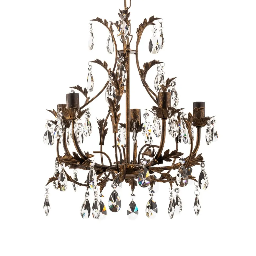 Lysekrone Botte i metall med 5 lyskilder, bronse