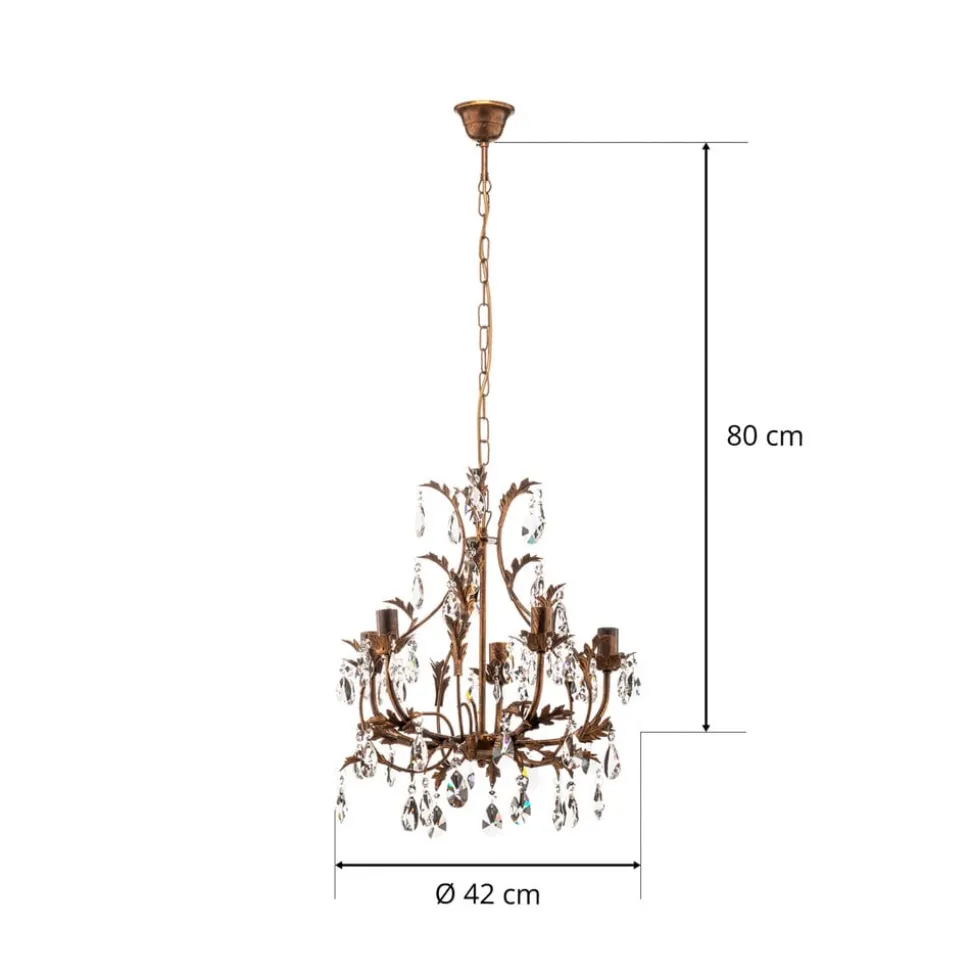 Lysekrone Botte i metall med 5 lyskilder, bronse