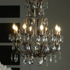 Lysekrone Botte i metall med 8 lyskilder, bronse