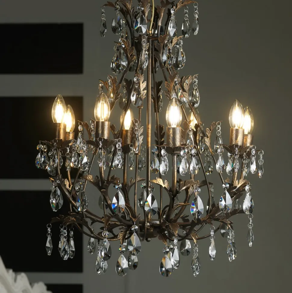 Lysekrone Botte i metall med 8 lyskilder, bronse