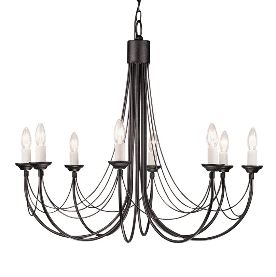 Lysekrone Carisbrooke, svart, 8 lyskilder