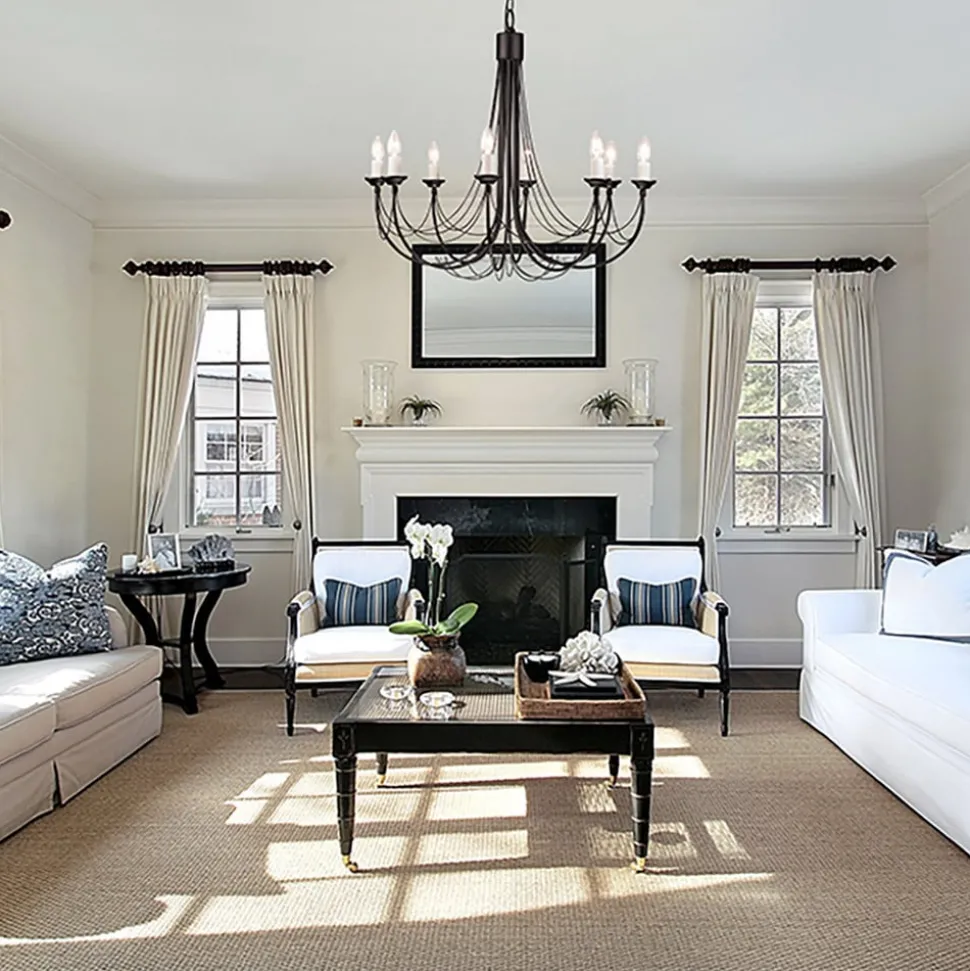 Lysekrone Carisbrooke, svart, 8 lyskilder