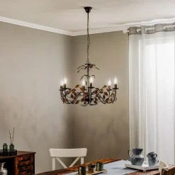 Lysekrone Collana metall med 6 lyskilder, bronse