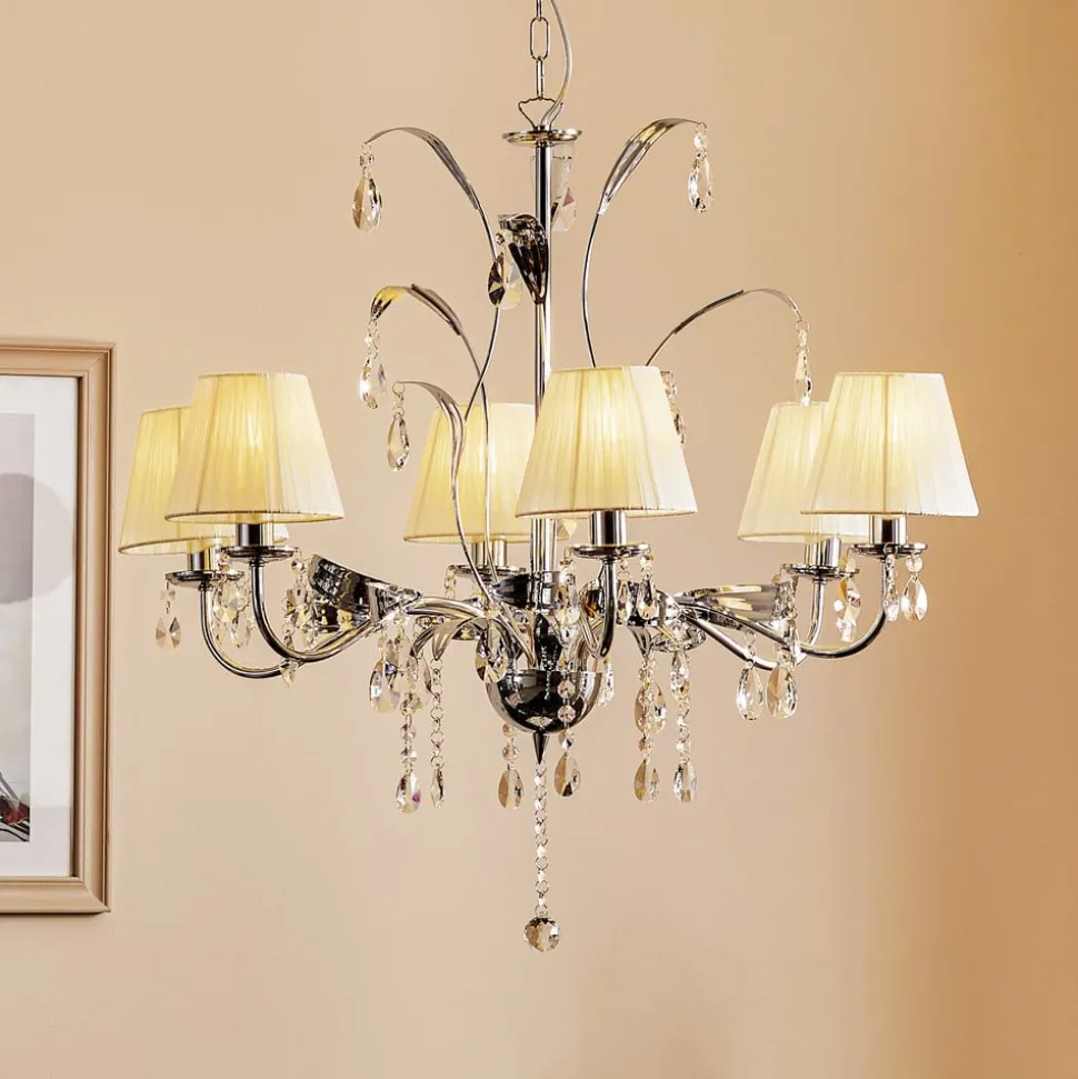 Lysekrone Jacqueline, 6 lyskilder, hvit