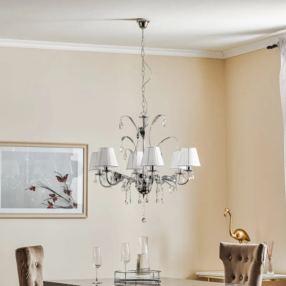 Lysekrone Jacqueline, 6 lyskilder, hvit