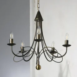 Lysekrone Milvia, 5 lyskilder, bronsefarget, metall