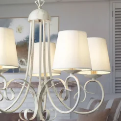 Lysekrone Pompei, med skjerm, hvit antikk