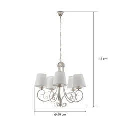 Lysekrone Pompei, med skjerm, hvit antikk